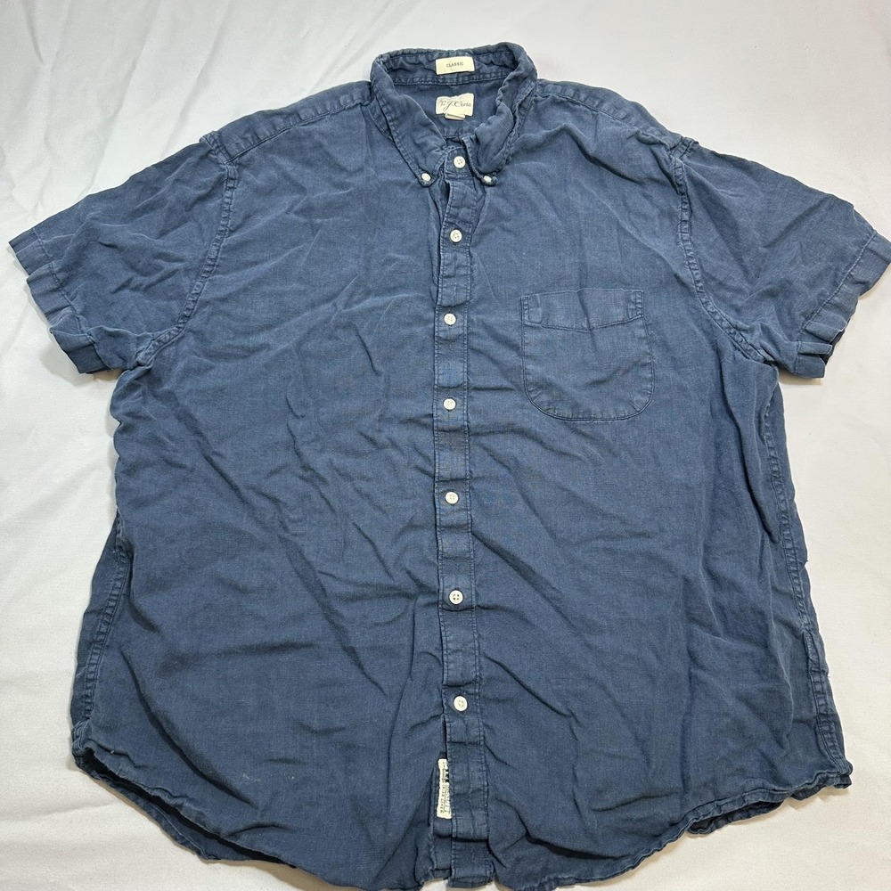J.CREW Shirt Mens 2XL Blue Linen Baird McNutt Classic Casual Relaxed Summer